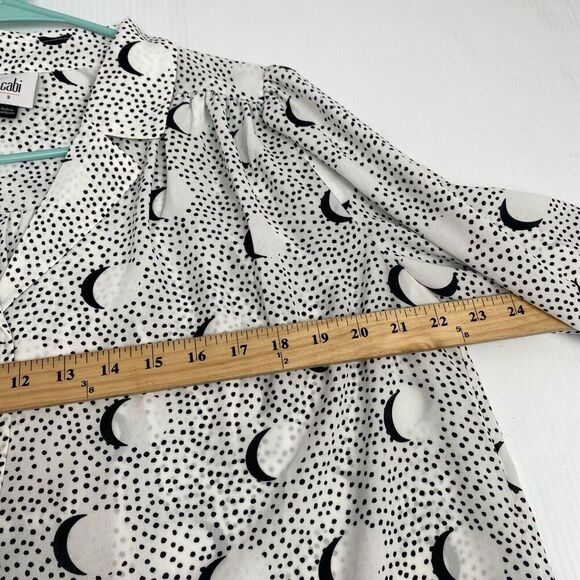 Cabi Eclipse Blouse size S style4340 Moon figures white/Black With Front Buttons - Picture 6 of 11